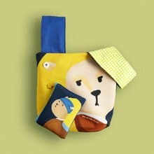 珍珠耳環的少女貓環保袋/帆布小包