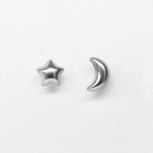 【Second Earrings】 鉑金月&星耳環