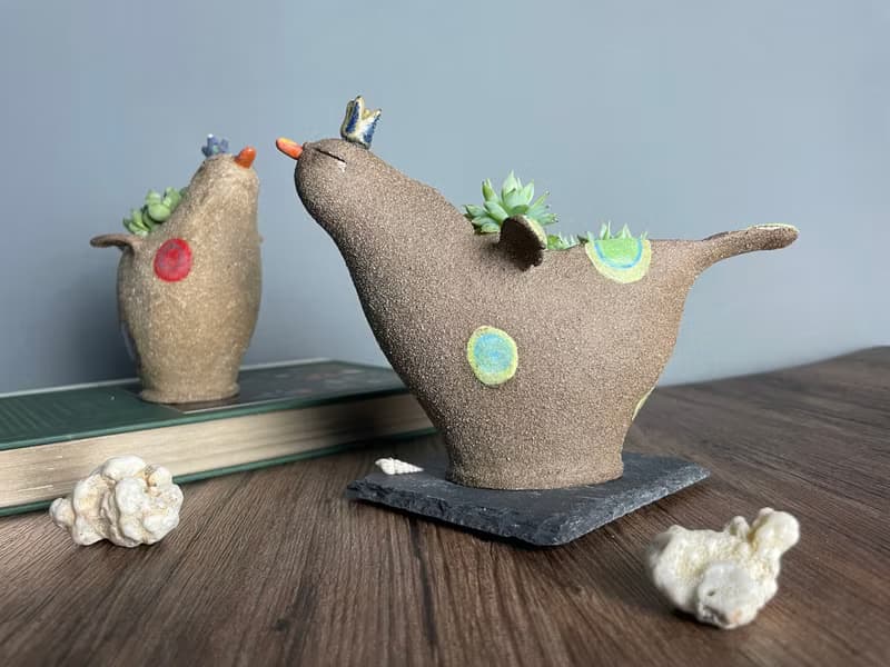 小鳥多肉植栽花器