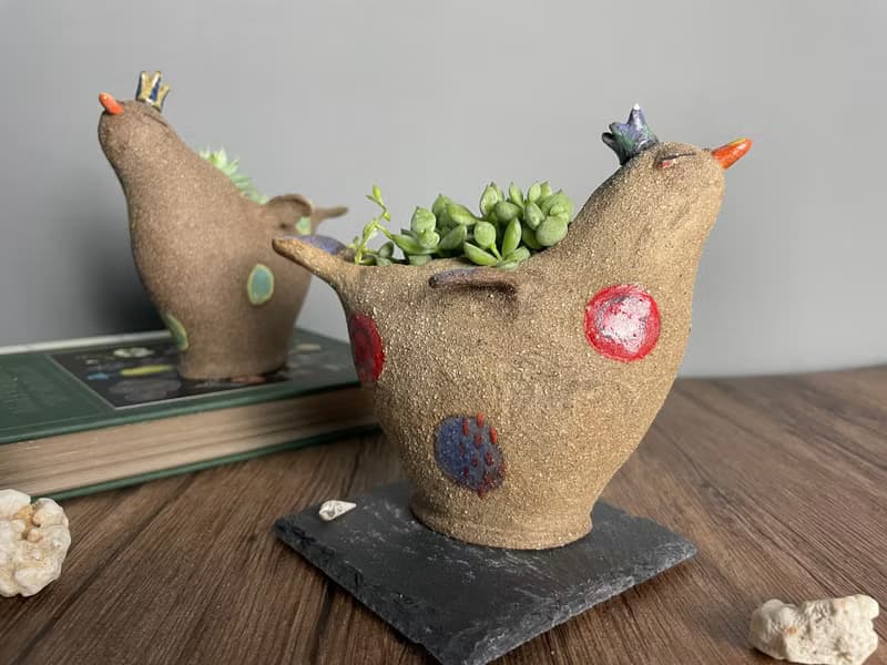 小鳥多肉植栽花器