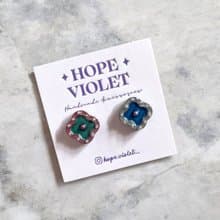 金屬色系許願池耳環- Pink&Grey Metallic Wishing Well