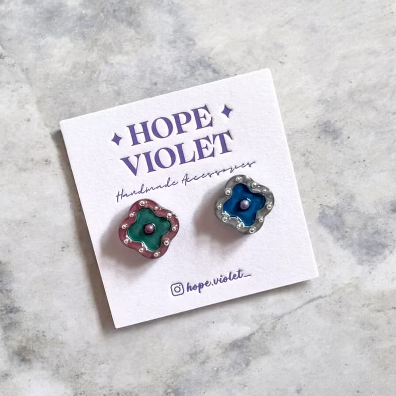 金屬色系許願池耳環- Pink&Grey Metallic Wishing Well