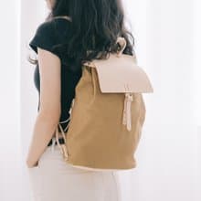 【帆布遇上皮革】手工英倫復古拼接休閒雙肩背包真皮帆布包