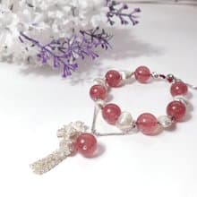頂級草莓晶 銀 心想事成 花 富貴 流蘇 桃花 招財 手鍊 單品 禮物
