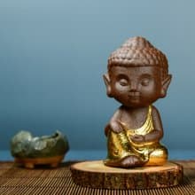 水天需雕塑佛像│定慧-清心小菩薩 含底座(黃金版)