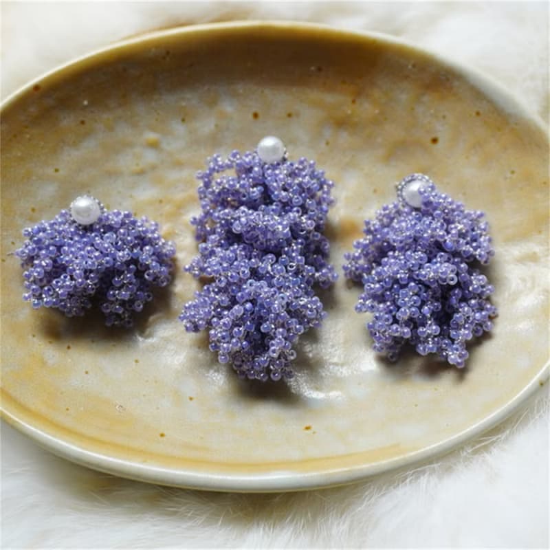 莫奈花園紫色系鉤針串珠耳飾耳環耳釘手工鉤織串珠編織耳釘耳夾