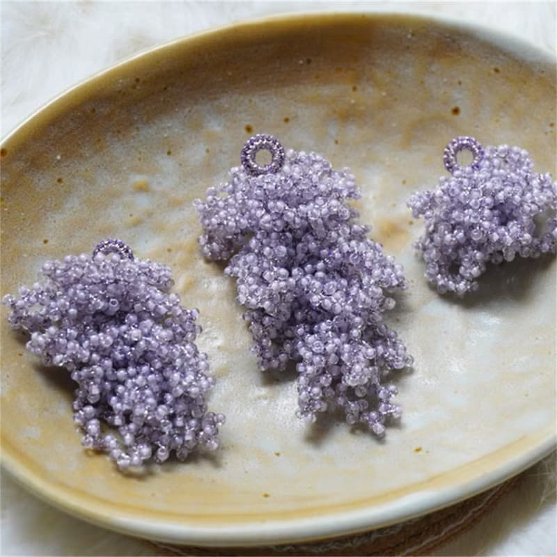 莫奈花園紫色系鉤針串珠耳飾耳環耳釘手工鉤織串珠編織耳釘耳夾
