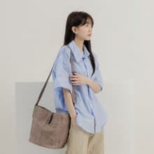 supportingrole 真皮極簡四方都市肩側背包  奶茶咖啡