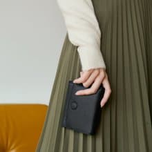 Stella (Black) : Short wallet, Leather wallet, folded wallet, soft cow leather