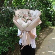 大型/巨型永生花束 － 奶茶裸 | 情人節花束/求婚花束/永生花束