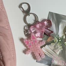 Pink gomyammi cat beads keyring keychain