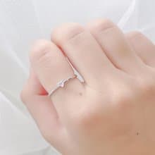 粉晶925純銀心形寶石爪鑲戒指 可調式戒指