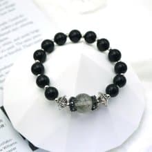 【情侶禮物】黑髮晶 黑曜石 手鍊 男生手鍊 情侶手鍊 七夕情人節