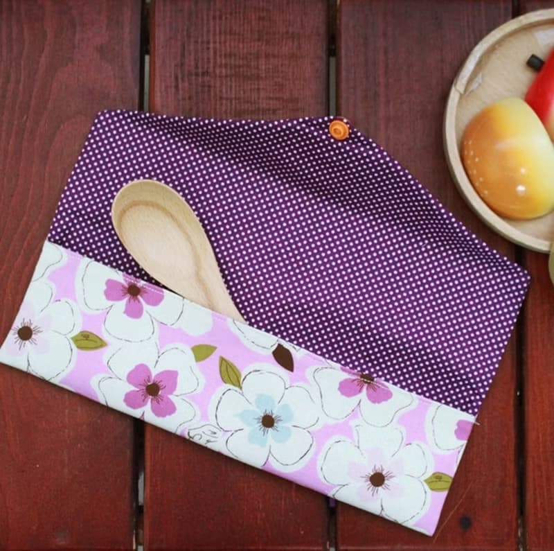 文青風環保筷袋 ~美美花兒 粉嫩紫 收納包.環保筷袋.手作餐具袋.交換禮物.環保.可愛動物