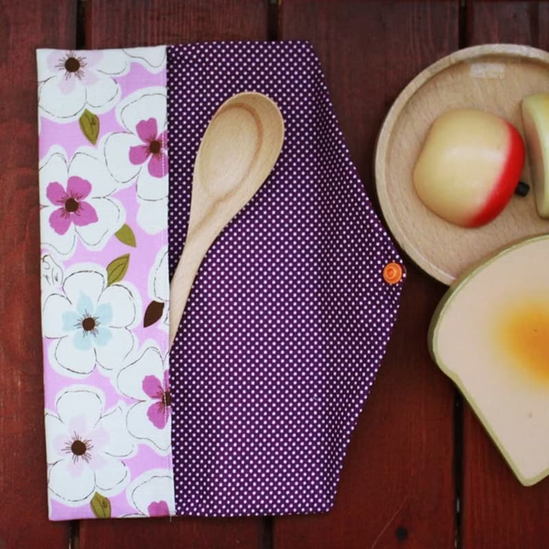 文青風環保筷袋 ~美美花兒 粉嫩紫 收納包.環保筷袋.手作餐具袋.交換禮物.環保.可愛動物