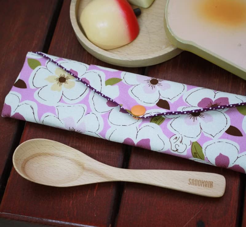 文青風環保筷袋 ~美美花兒 粉嫩紫 收納包.環保筷袋.手作餐具袋.交換禮物.環保.可愛動物