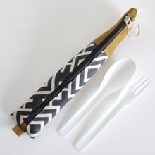 【現貨】三角餐具袋 餐具套 (黑白幾何) - 大號