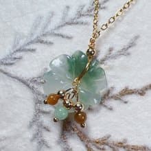 冰飄花翡翠花花設計款項鍊 14K包金 | 天然緬甸A貨翡翠 | 送禮