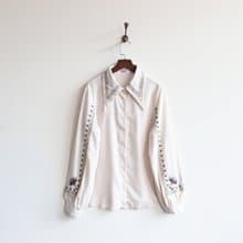 【蛋植物古著】水相花鏡精工刺繡古著襯衫