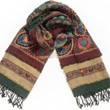 喀什米爾Cashmere/水煮羊毛披肩/針織圍巾/刺繡圍巾/羊絨披巾-花