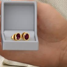 Stud Red Ruby Earring for Woman, Natural Ruby, 925 Silver, Earring Stud
