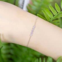 紫水晶925純銀五顆寶石排鑽設計手鍊