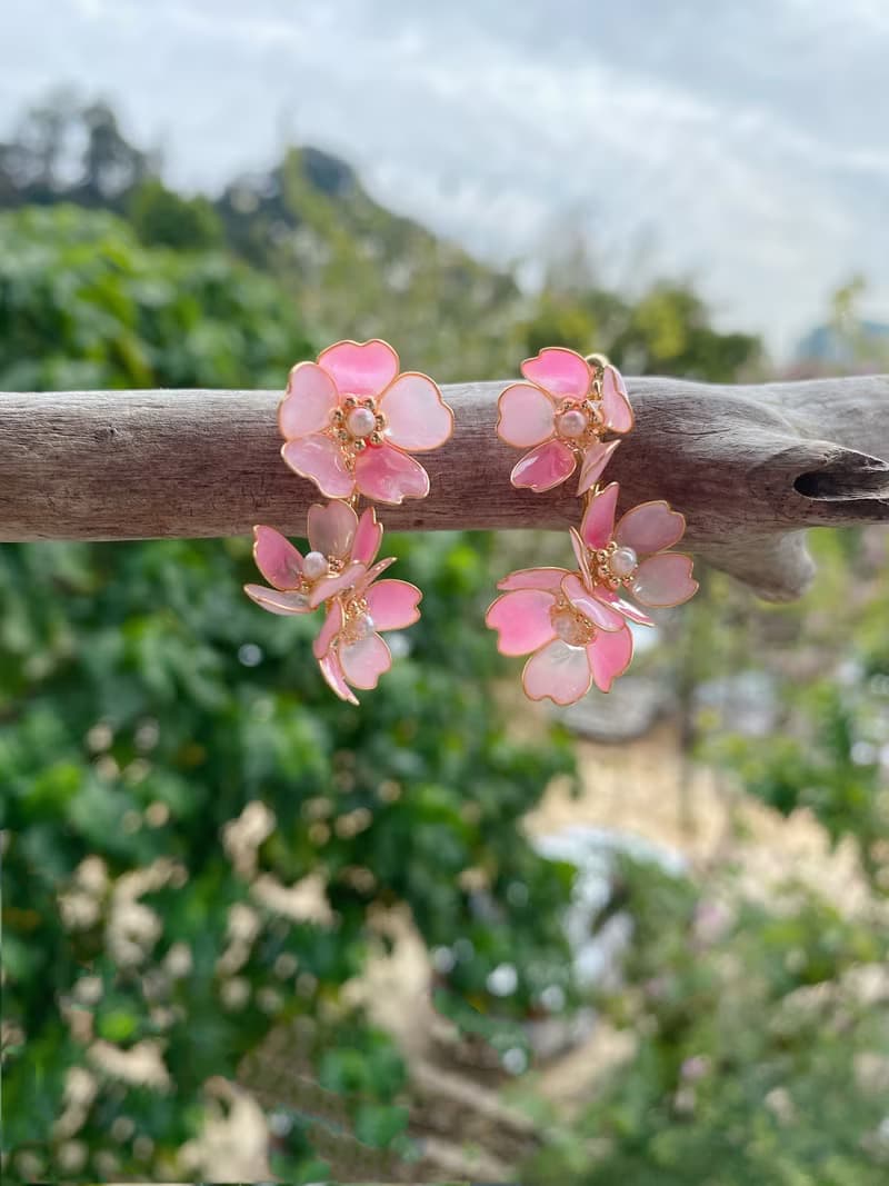 美國銅線櫻花耳環、耳環、耳夾