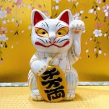 【狐緣萬富】日本清水燒招財貓 | 白狐
