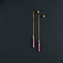 16kgp Pink Sapphire Chain Pierced Earrings Gift Box
