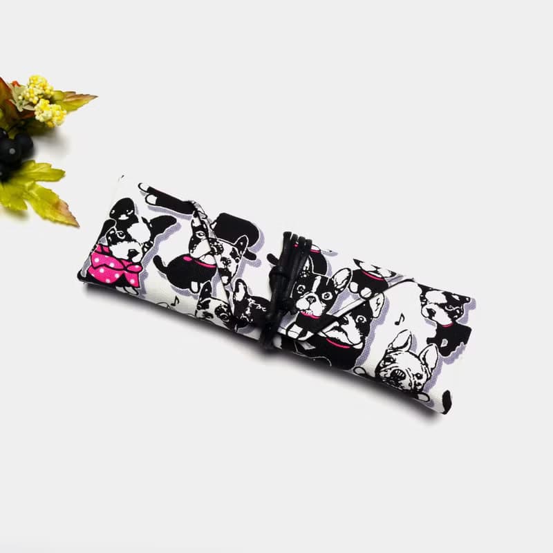 可愛狗狗餐具包/筆收納袋 餐具套 餐具袋 帆布 收納 環保 方便