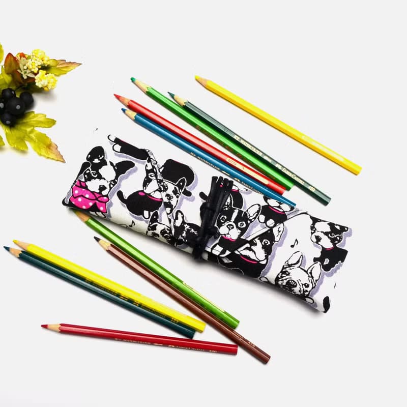 可愛狗狗餐具包/筆收納袋 餐具套 餐具袋 帆布 收納 環保 方便