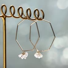 14kgf-heptagon herkimer diamond pierced earrings