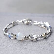 凝 - 月光石 拉長石 白水晶 925純銀 雙鍊手鍊