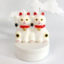 Lucky 財色雙收 招財貓香薰蠟燭擺件 愛+財 創意結婚生日禮物