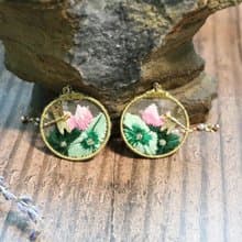 原創中國風刺繡荷葉蜻蜓圖耳環復古艺文耳飾