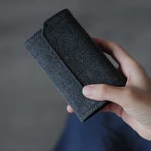 星空黑灰 砂洗色布/可水洗紙 零錢包/卡片夾 附紙盒 手工製帆布包