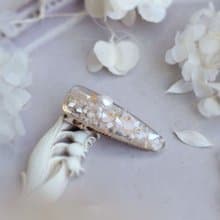 白色 小碎花 幾何 乾花 滴膠 髮夾 / 透明 /  髮飾 鴨嘴夾