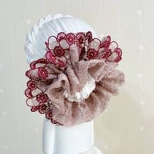 法式刺繡蕾絲大腸圈/ 藍橘髮圈 大腸髮圈 髮束 髮飾頭飾豬腸圈