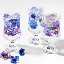 【YOU+MORE!】繡球花紋高腳玻璃杯