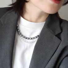SV 黒蝶真珠 バロック パール ネックレス ユニセックス 取り外し可能 チェーン付　黒蝶パール pearl necklace 珍珠項鍊 珍珠项链 진주목걸이