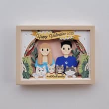 Layered custom papercut frame: couple theme.