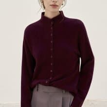 法式復古 / 絨感高領排扣毛衣 / 浣熊毛