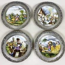 復古牆盤 Seltmann Weiden Seasons 瓷器和錫製套裝 4 德國