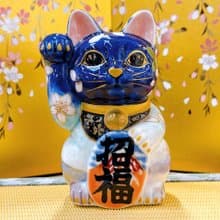【瑠富綻櫻】日本清水燒招財貓 | 瑠璃 - 富士櫻