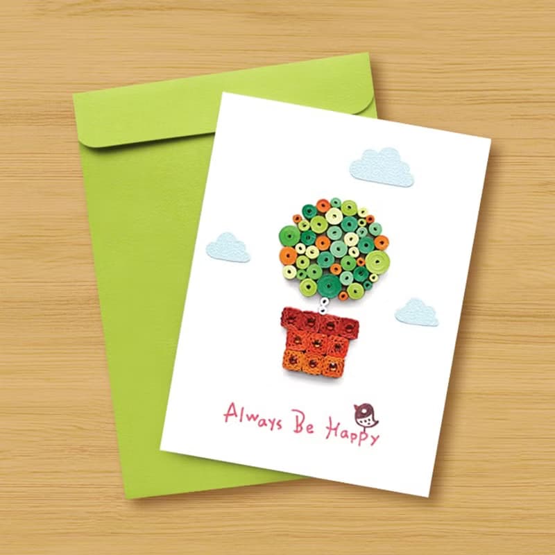 手工捲紙卡片 _療癒小盆栽 Always Be Happy - 生日卡、感謝卡