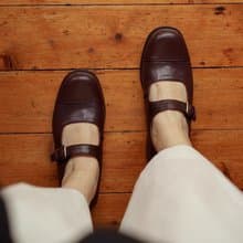 柔軟輕盈 復古羊皮瑪莉珍 手工製 巧克力色 手工製