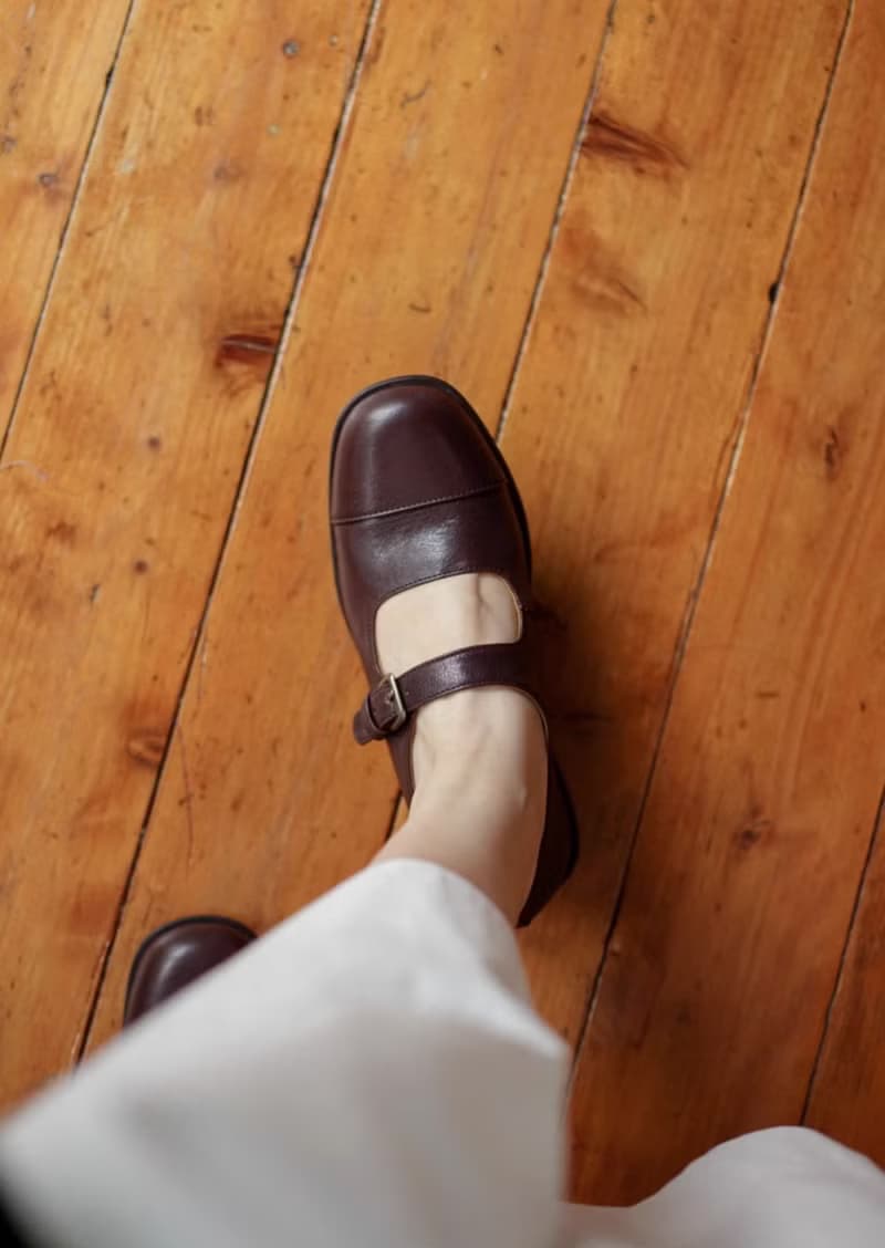 柔軟輕盈 復古羊皮瑪莉珍 手工製 巧克力色 手工製