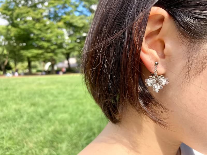 透明水滴 手工耳环 Lacrima 日本玻璃珠饰品 可改夹式 女士礼物