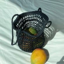 Black Summer Resort Beach Mesh Net Bag Tote Bag