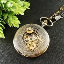 Mechanical Pocket Watch Pendant Steampunk Necklace Watch Gears Jewelry Accessory